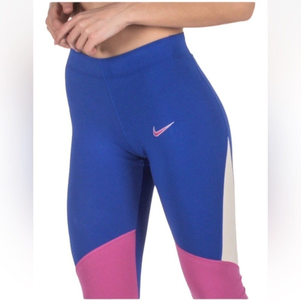 NIKE Women’s Athletic Leggings CJ3693-480 Game Royal Blue & Pink Size Small